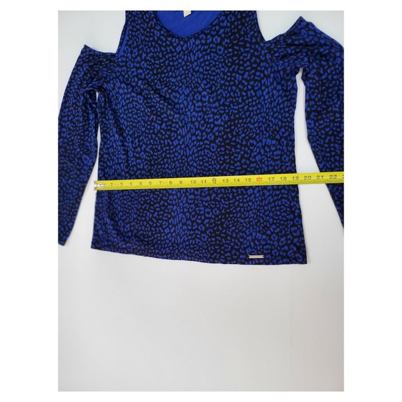 Michael Kors Cold Shoulder Top Animal Print Long Sleeve Blouse L - Picture 8 of 8